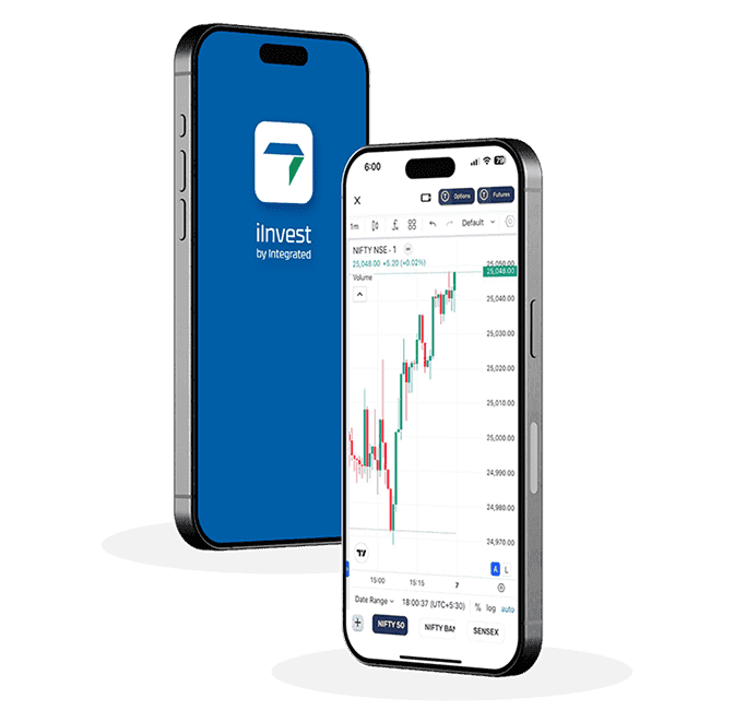 NRI trading app interface with live NIFTY chart and stock market analysis