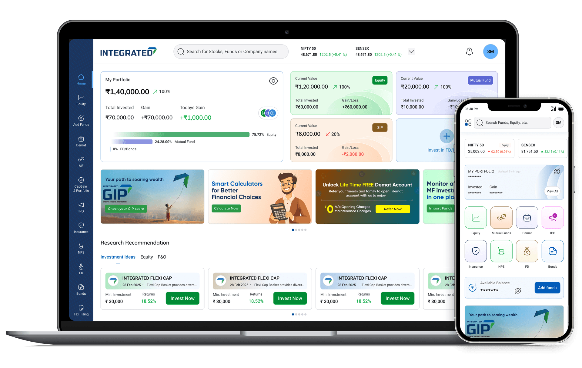 NRI portfolio tracking platform on web and mobile Investing demat account for NRI